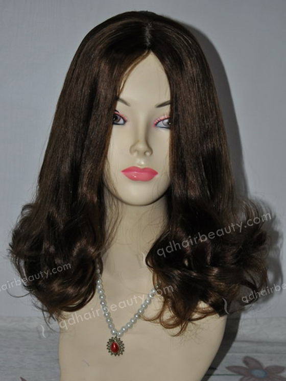 In Stock Chinese Virgin Hair 14" Straight with Big Curl at Tip Custom Color Jewish Wig JWC1409M